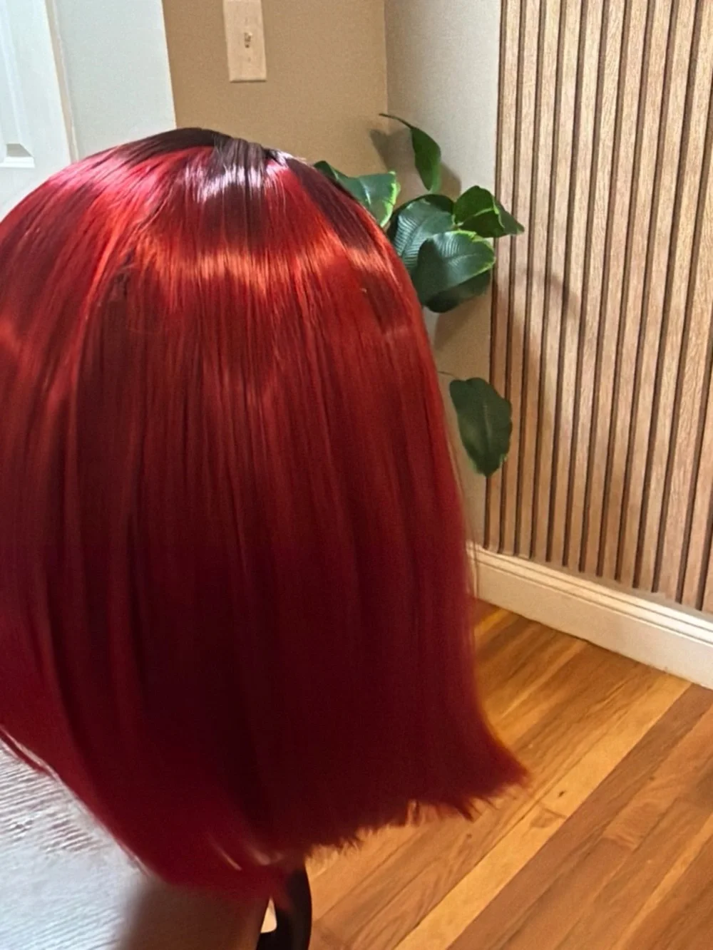 Burgundy Lace Front Wig with Natural Black Root - Sleek Straight Style